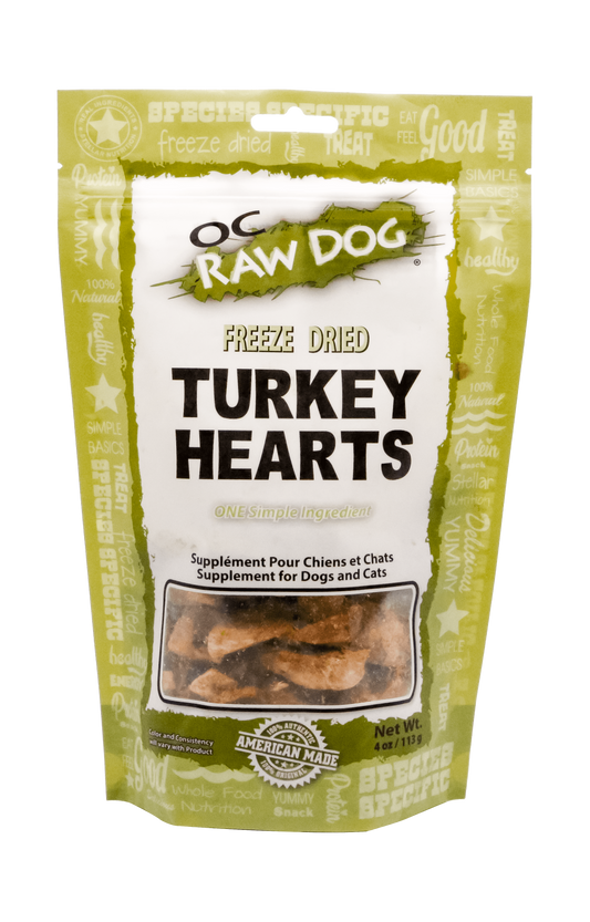 OC Raw Dog Freeze Dried Whole Turkey Heart Treats for Dogs