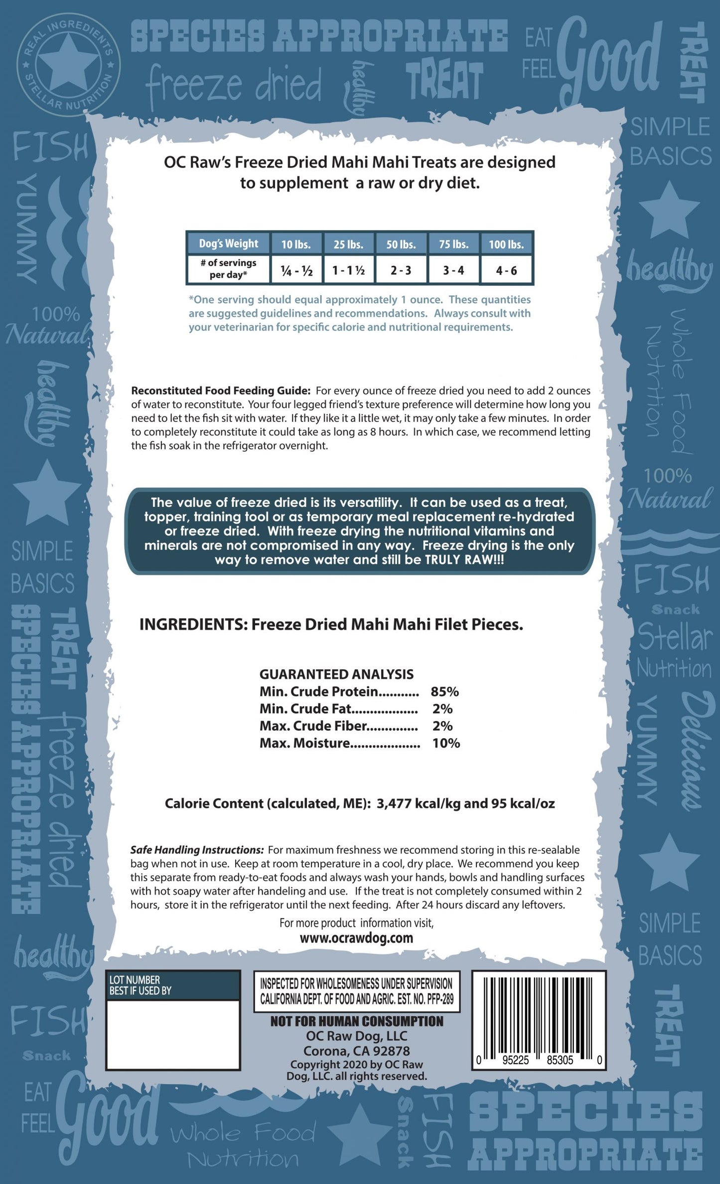 OC Raw Dog Freeze Dried Mahi Mahi Filet Treats