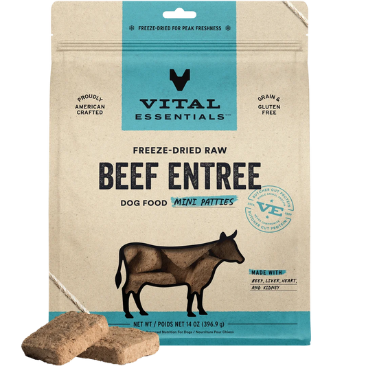Vital Essentials Freeze-Dried Raw Beef Entree Mini Patties For Dogs