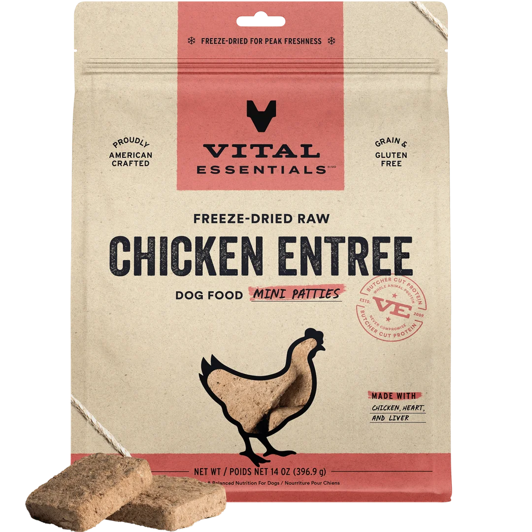 Vital Essentials Freeze-Dried Raw Chicken Entree Mini Patties For Dogs