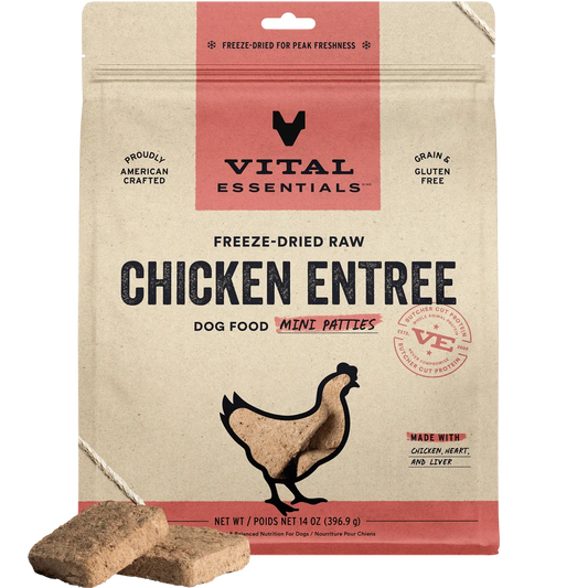 Vital Essentials Freeze-Dried Raw Chicken Entree Mini Patties For Dogs