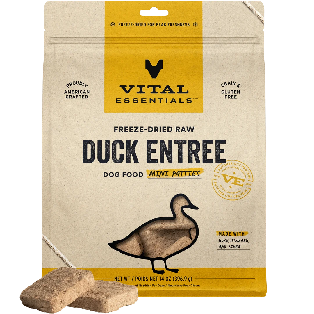 Vital Essentials Freeze-Dried Raw Duck Entree Mini Patties For Dogs