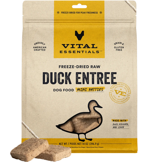 Vital Essentials Freeze-Dried Raw Duck Entree Mini Patties For Dogs