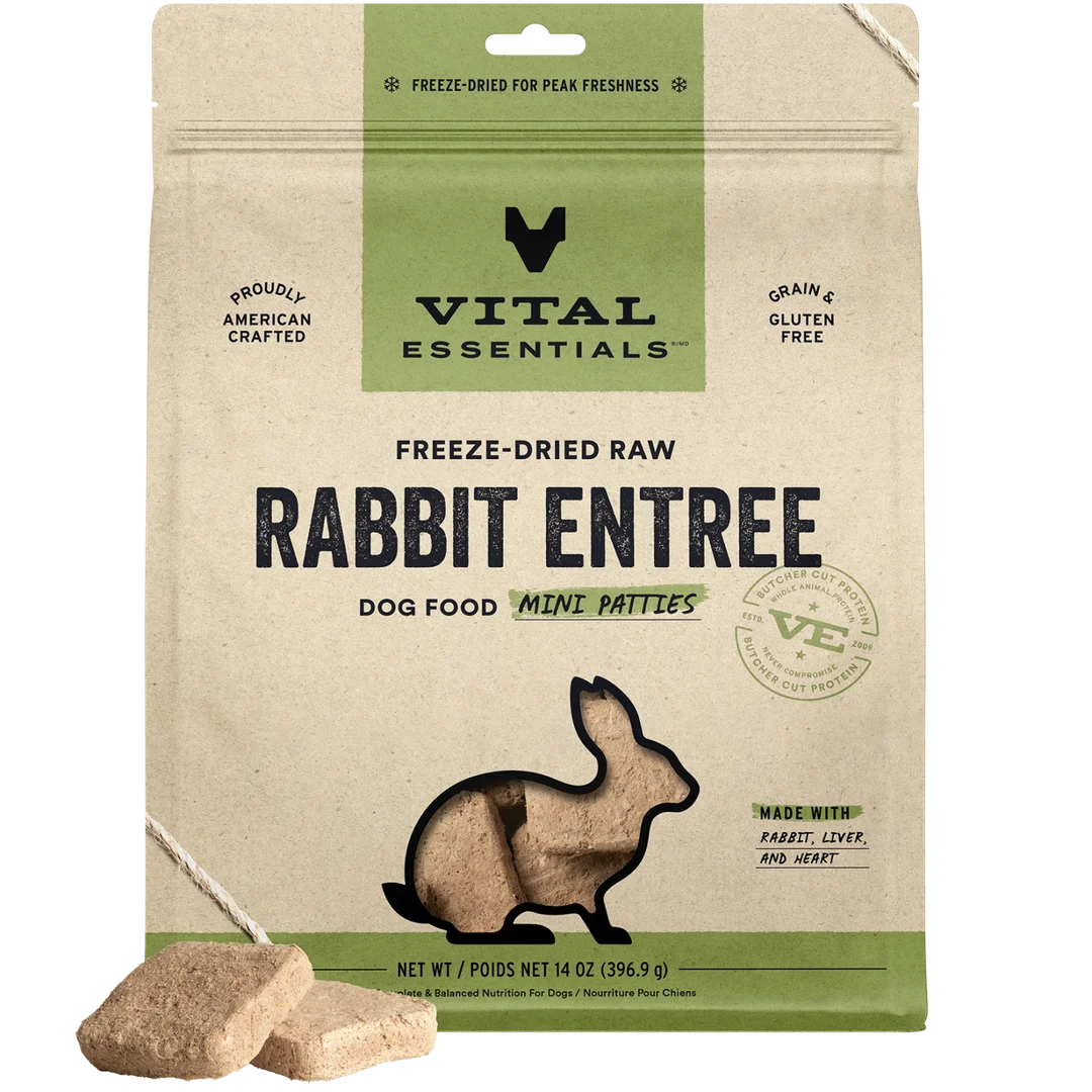Vital Essentials Freeze-Dried Raw Rabbit Entree Mini Patties For Dogs
