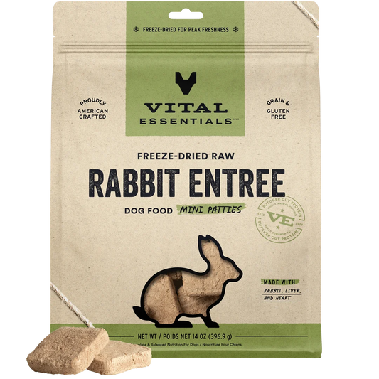 Vital Essentials Freeze-Dried Raw Rabbit Entree Mini Patties For Dogs
