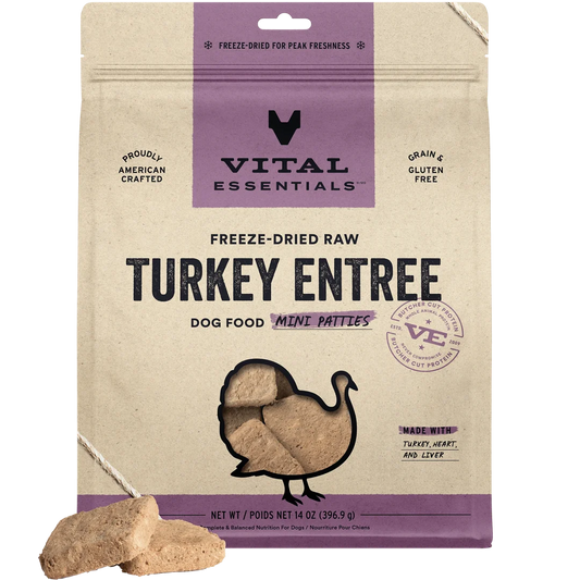 Vital Essentials Freeze-Dried Raw Turkey Entree Mini Patties for Dogs