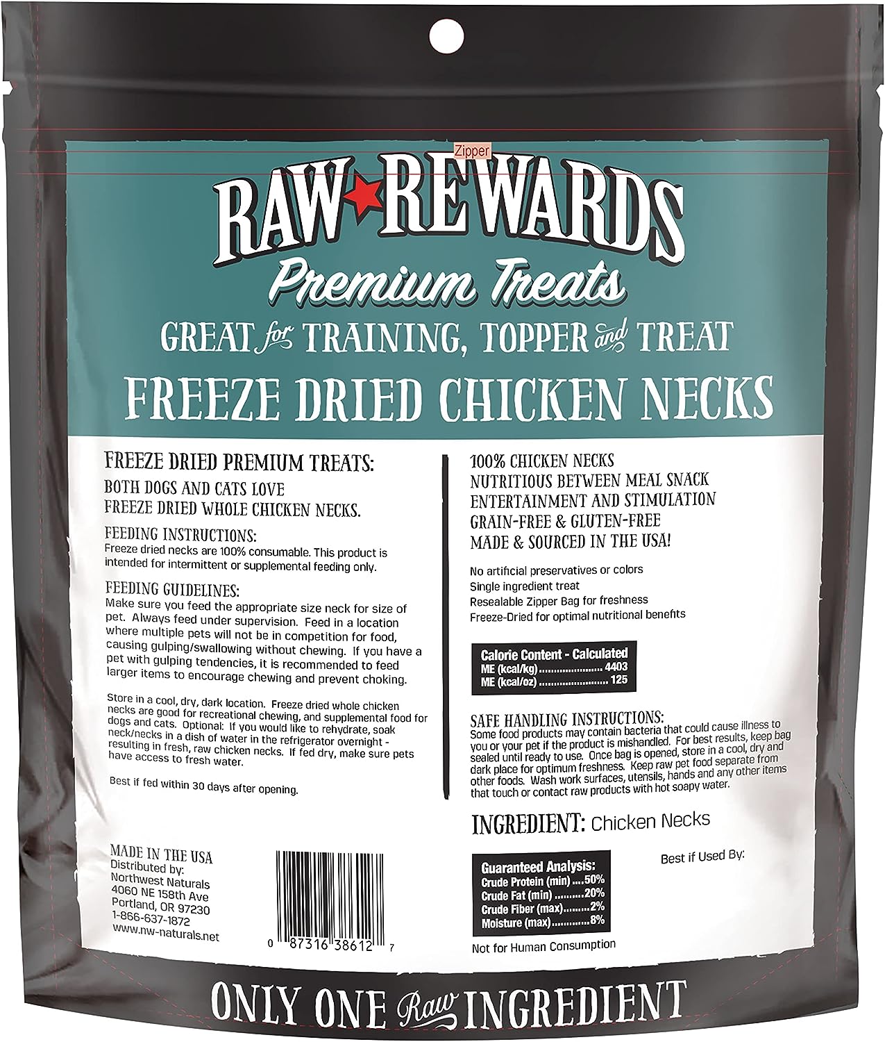 Northwest Naturals Freeze-Dried Chicken Necks For Dogs and Cats