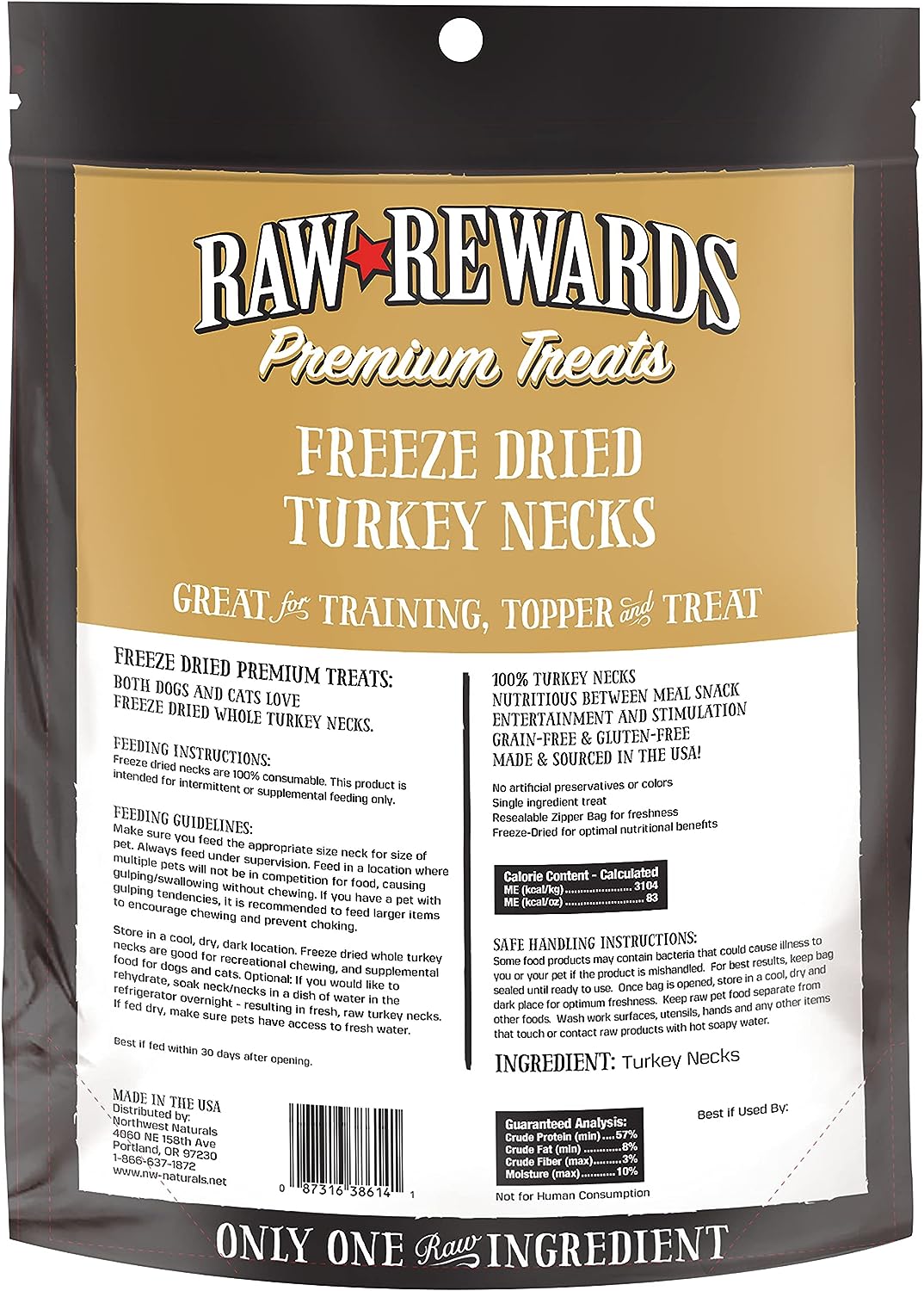 Northwest Naturals Freeze-Dried Turkey Necks For Dogs and Cats