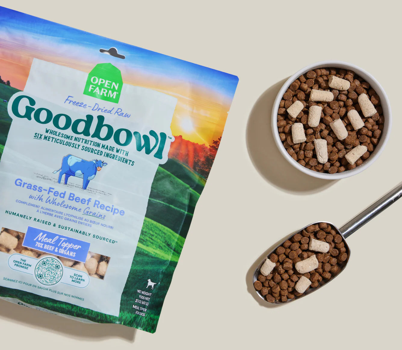 Goodbowl Open Farm Freeze Dried Raw Morsels – Grass-Fed Beef & Wholesome Grains Recipe for Dogs