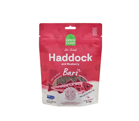 Open Farm Air Dried Haddock and Blueberry Crunchy Dog Treat Bars