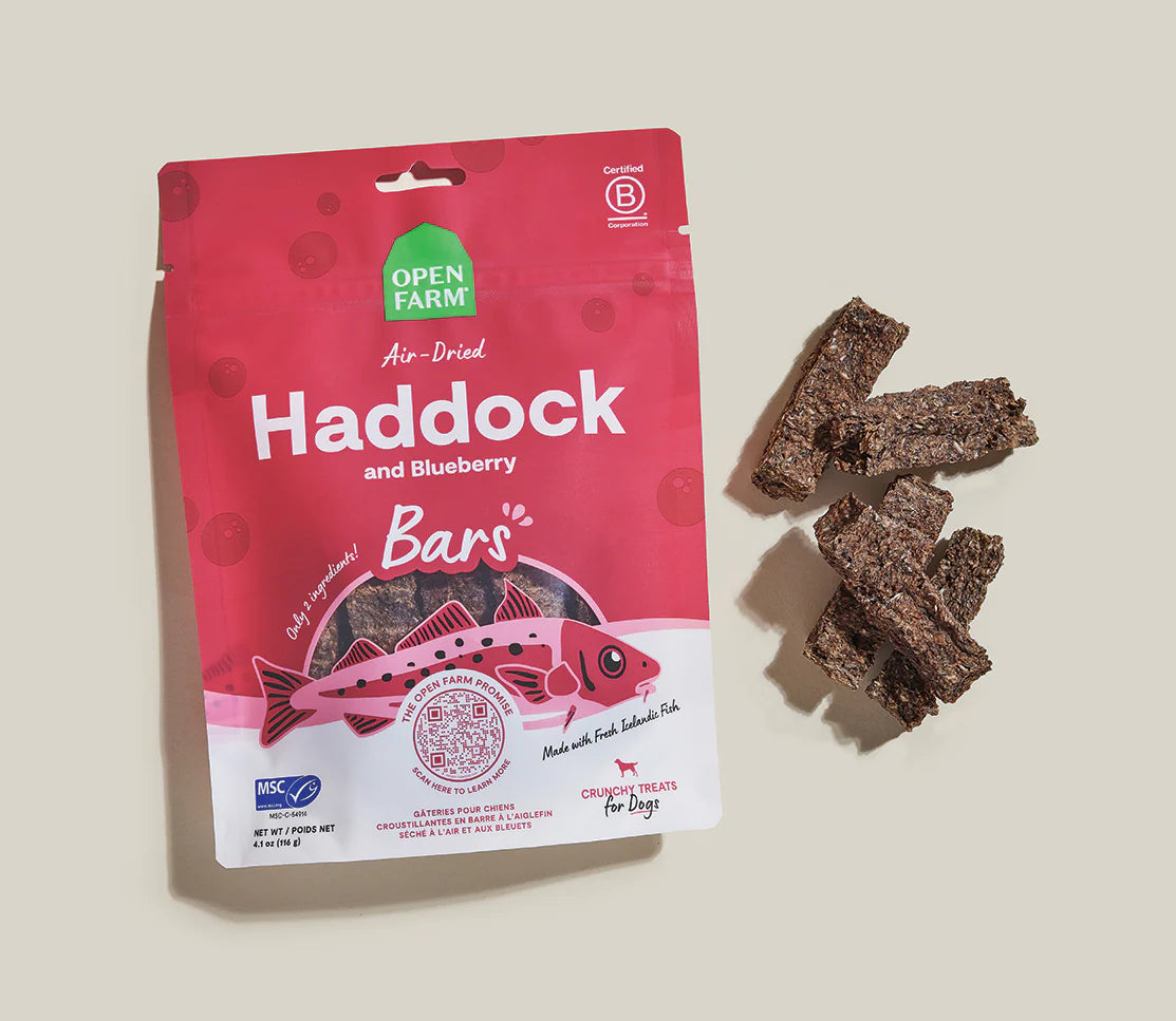 Open Farm Air Dried Haddock and Blueberry Crunchy Dog Treat Bars