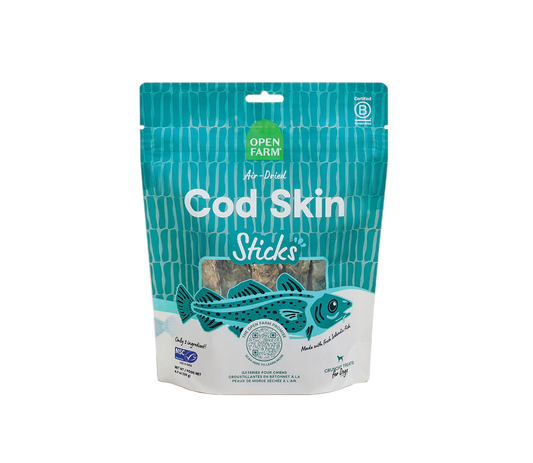 Open Farm Air Dried Cod Skins Crunchy Dog Treat Sticks