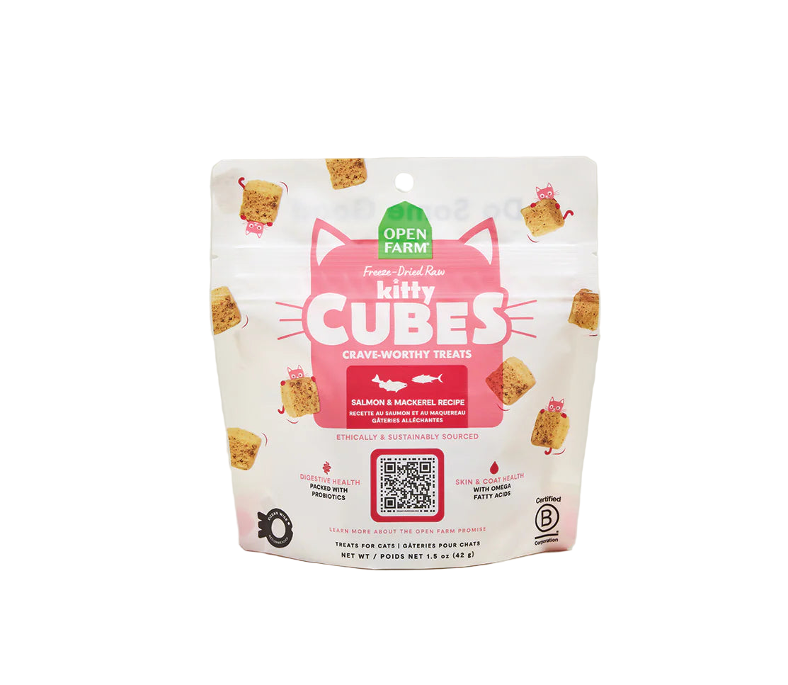 Open Farm Freeze-Dried Raw Kitty Cubes Salmon and Mackerel Cat Treats