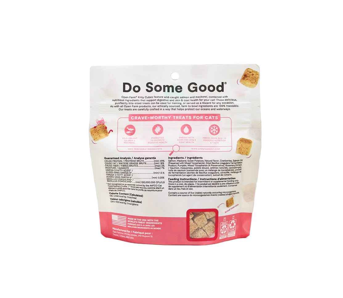 Open Farm Freeze-Dried Raw Kitty Cubes Salmon and Mackerel Cat Treats
