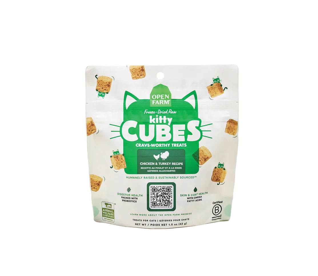 Open Farm Freeze-Dried Raw Kitty Cubes Chicken and Turkey Cat Treats