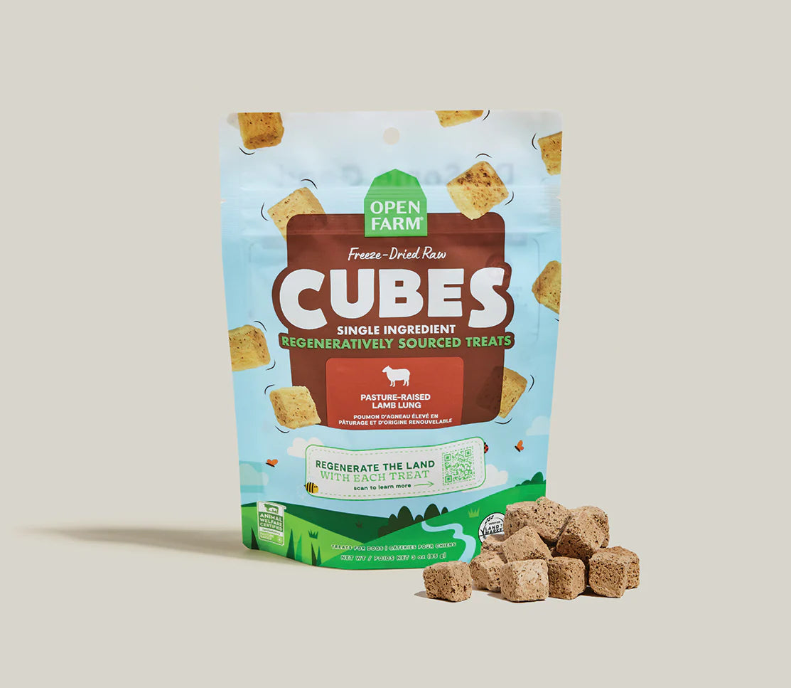 Open Farm Lamb Lung Regeneratively Sourced Treat Cubes For Dogs