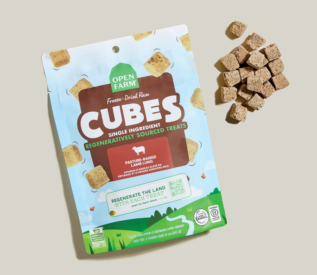Open Farm Lamb Lung Regeneratively Sourced Treat Cubes For Dogs