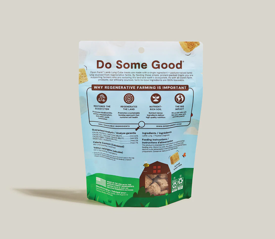 Open Farm Lamb Lung Regeneratively Sourced Treat Cubes For Dogs
