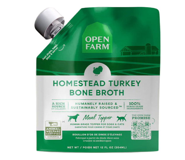 Open Farm Homestead Turkey Bone Broth Topper for Dogs and Cats
