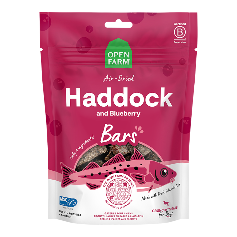 OPEN FARM Air Dried Haddock and Blueberry Crunchy Dog Treat Bars