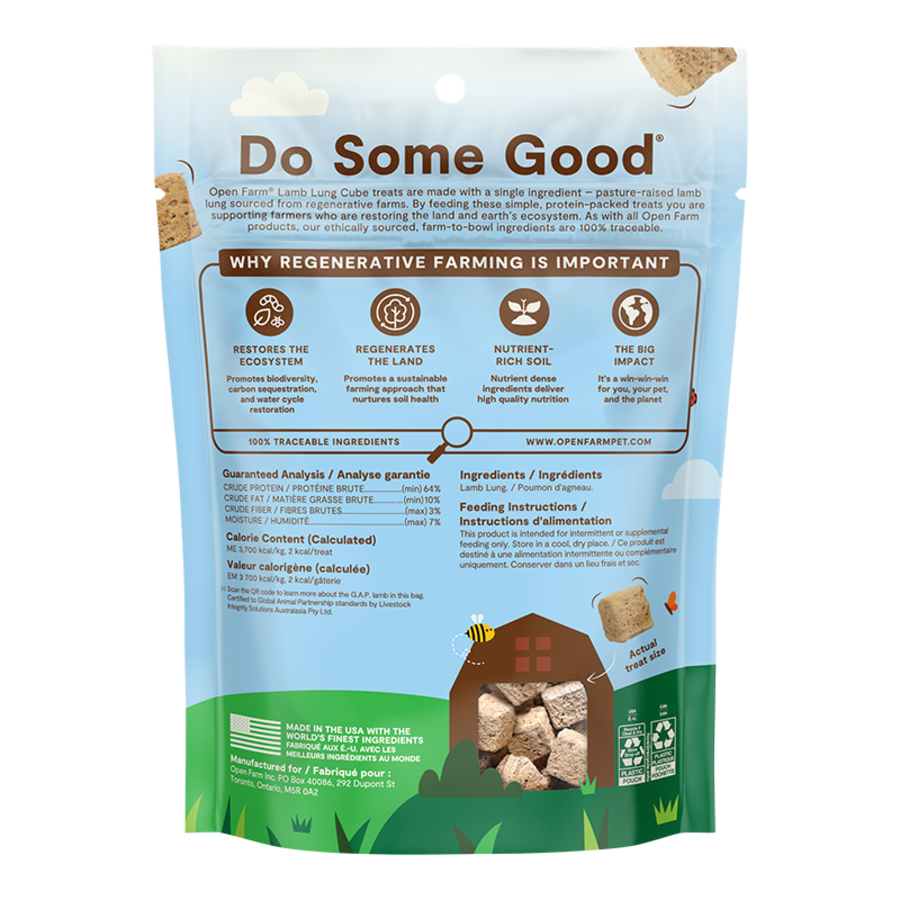 OPEN FARM Freeze Dried Raw Lamb Lung Treat Cubes For Dogs