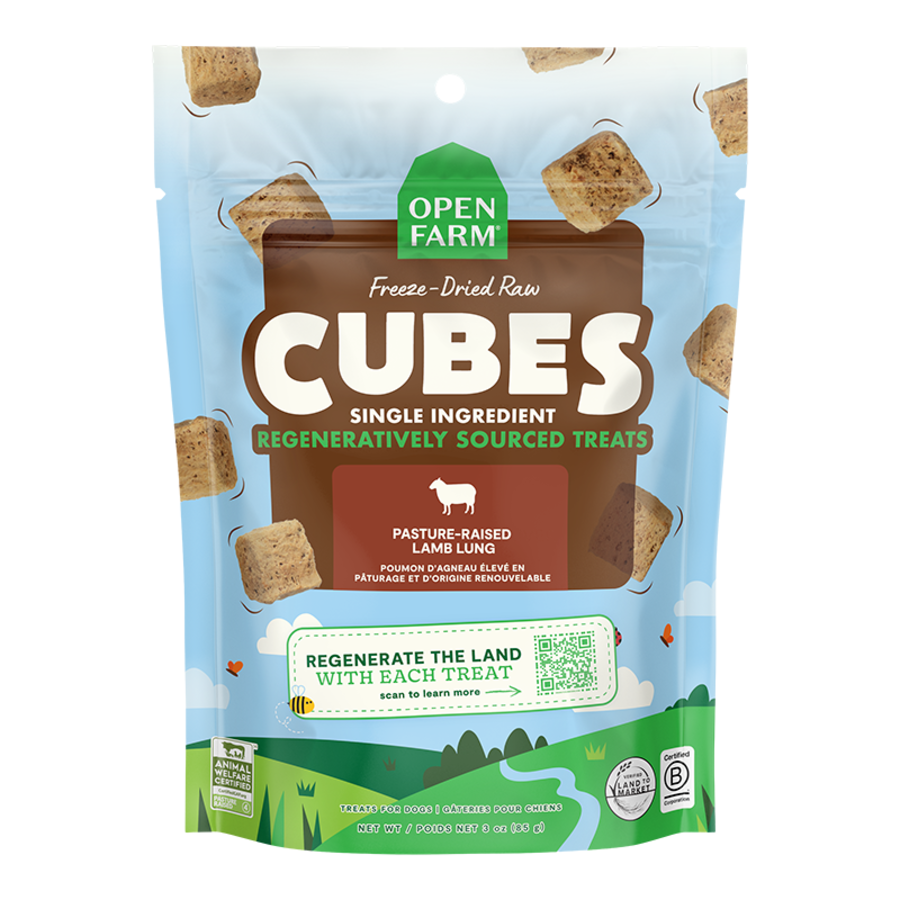 OPEN FARM Freeze Dried Raw Lamb Lung Treat Cubes For Dogs