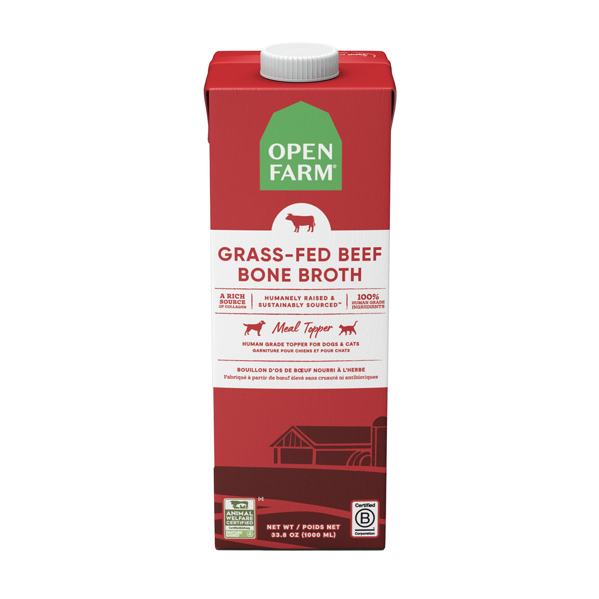 OPEN FARM Grass-Fed Beef Bone Broth Topper for Dogs and Cats
