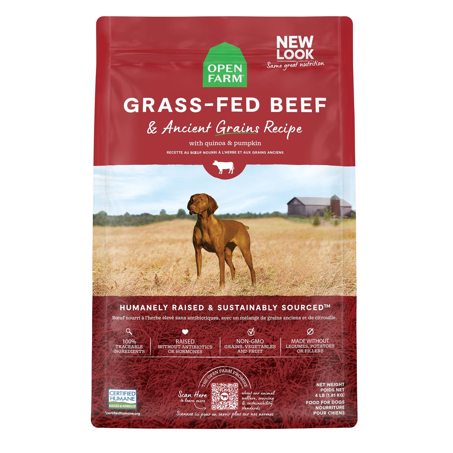 OPEN FARM Grass-Fed Beef and Ancient Grains Dry Dog Food