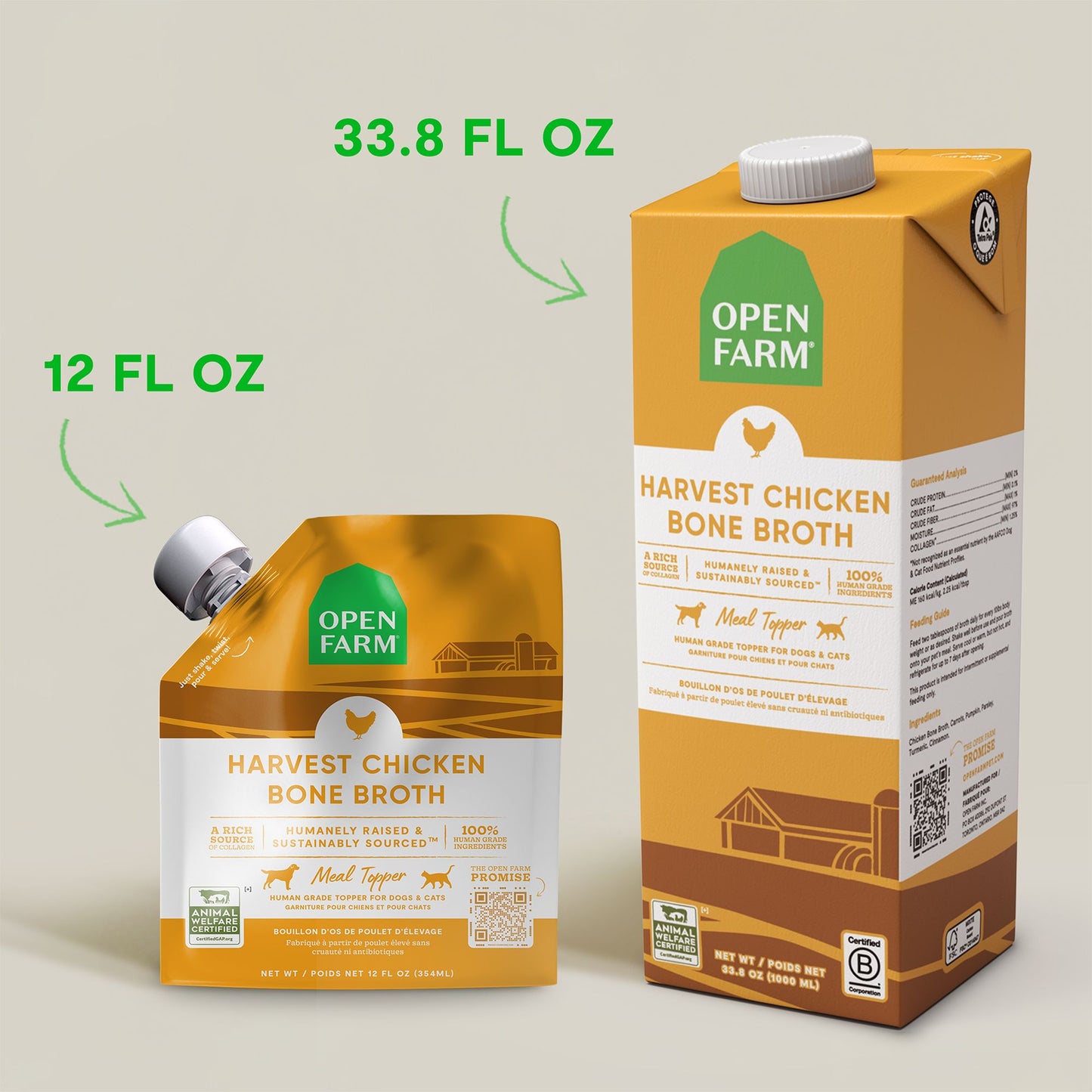 OPEN FARM Harvest Chicken Bone Broth Topper for Dogs and Cats
