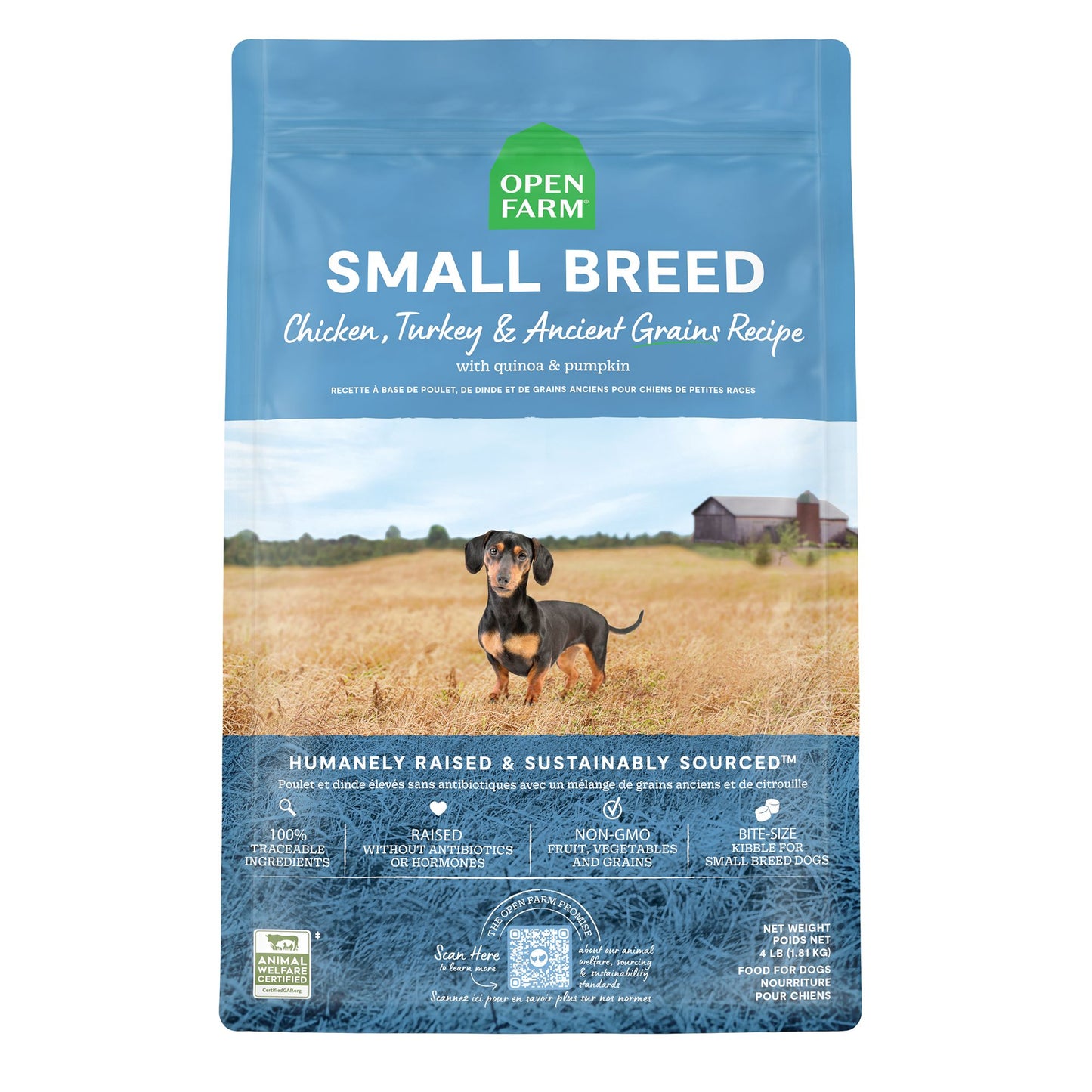 OPEN FARM Small Breed Chicken, Turkey, and Ancient Grains Recipe Dry Dog Food