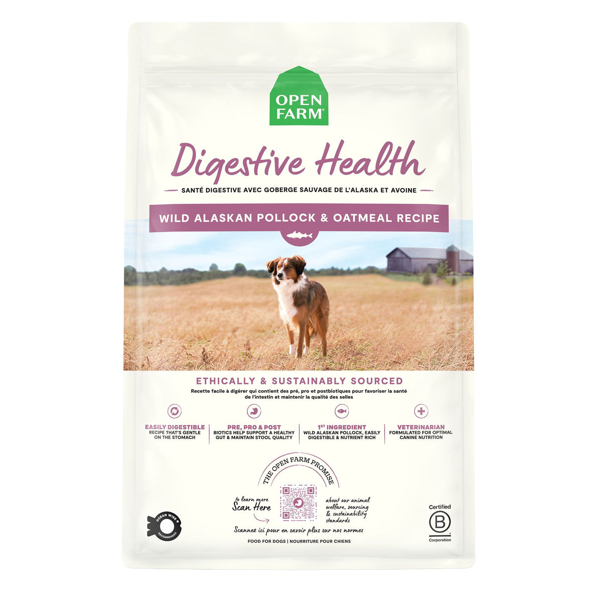 OPEN FARM Digestive Health Pollock & Oatmeal Dry Dog Food