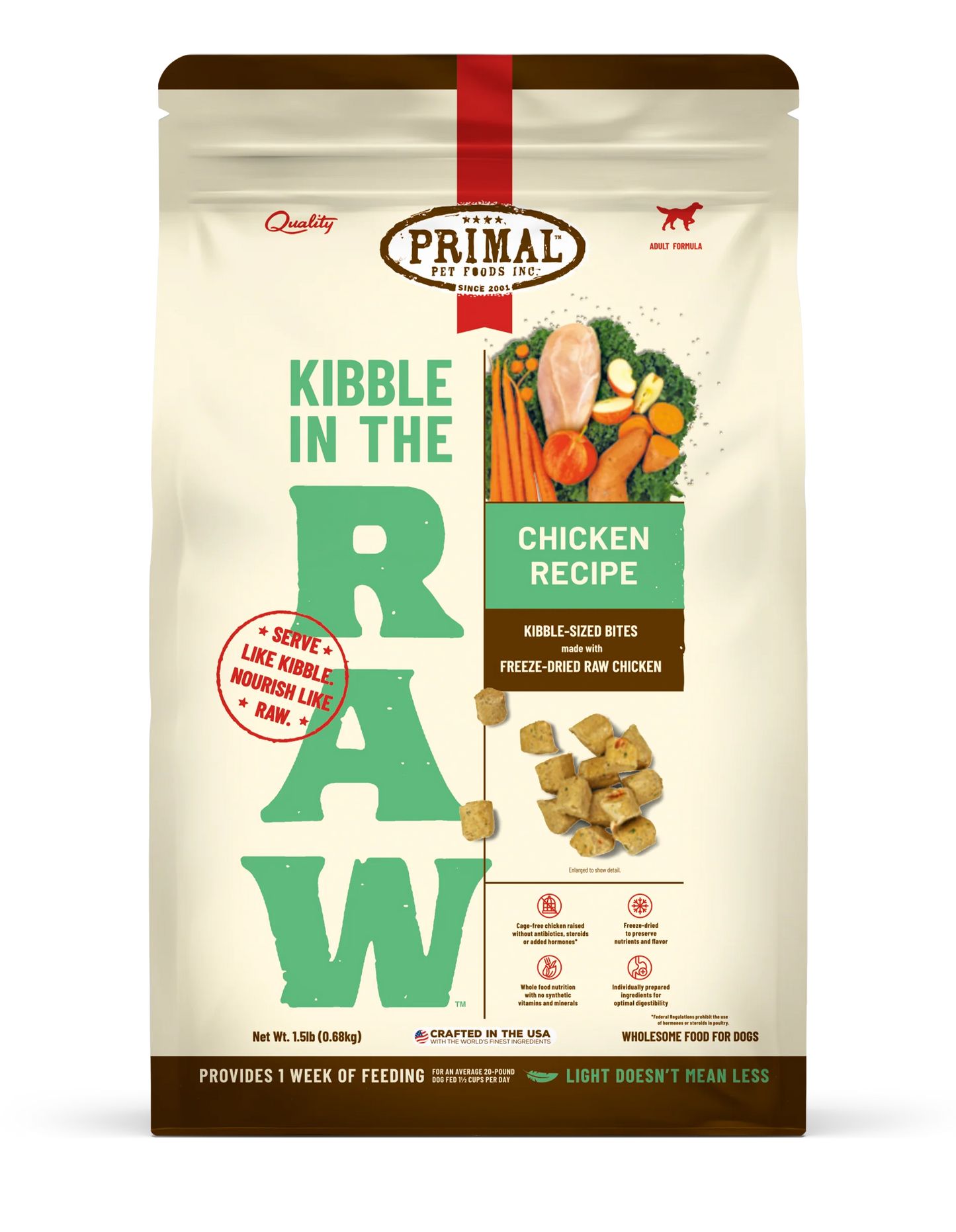 Primal Kibble In The Raw Freeze-Dried Chicken Recipe Dry Dog Food