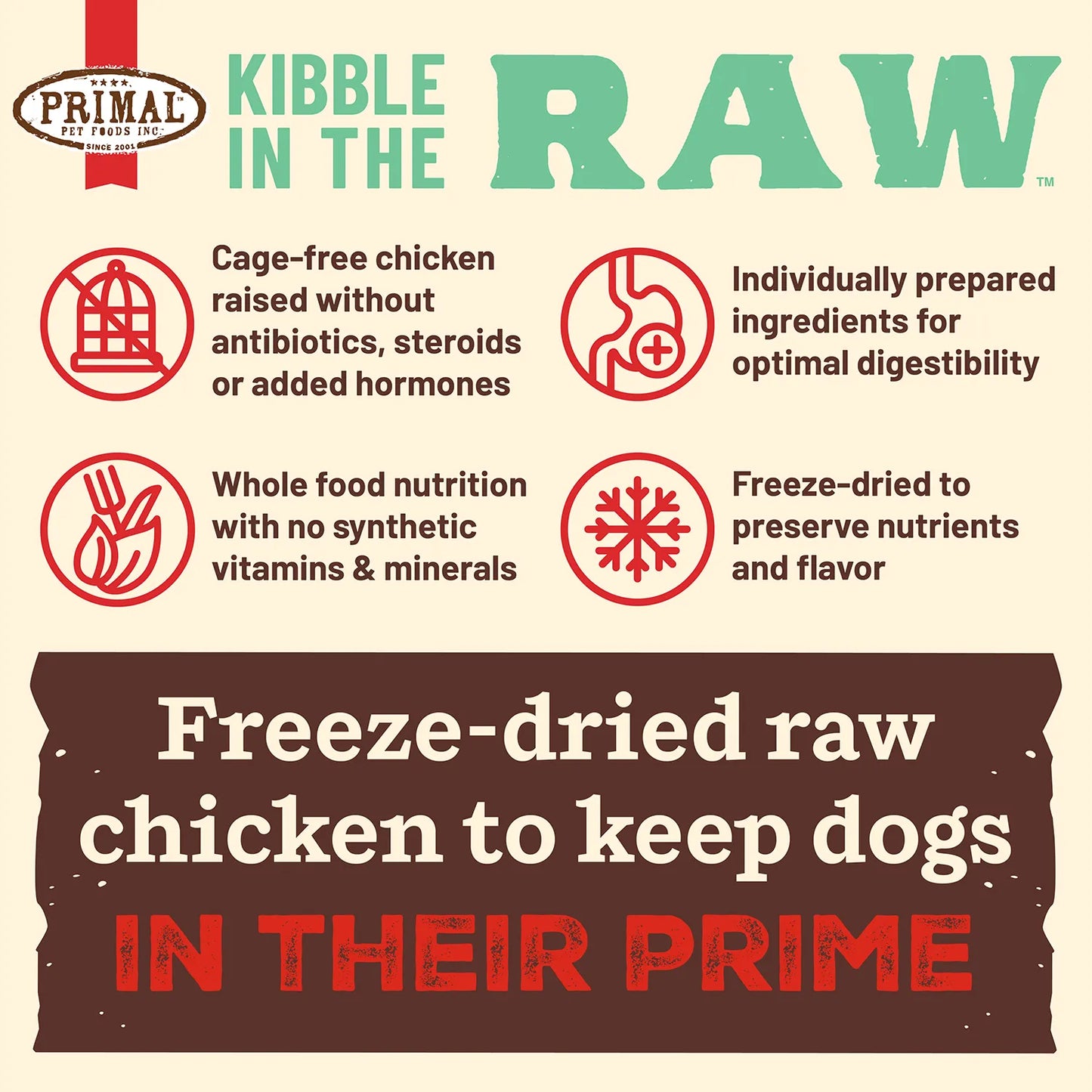 Primal Kibble In The Raw Freeze-Dried Chicken Recipe Dry Dog Food