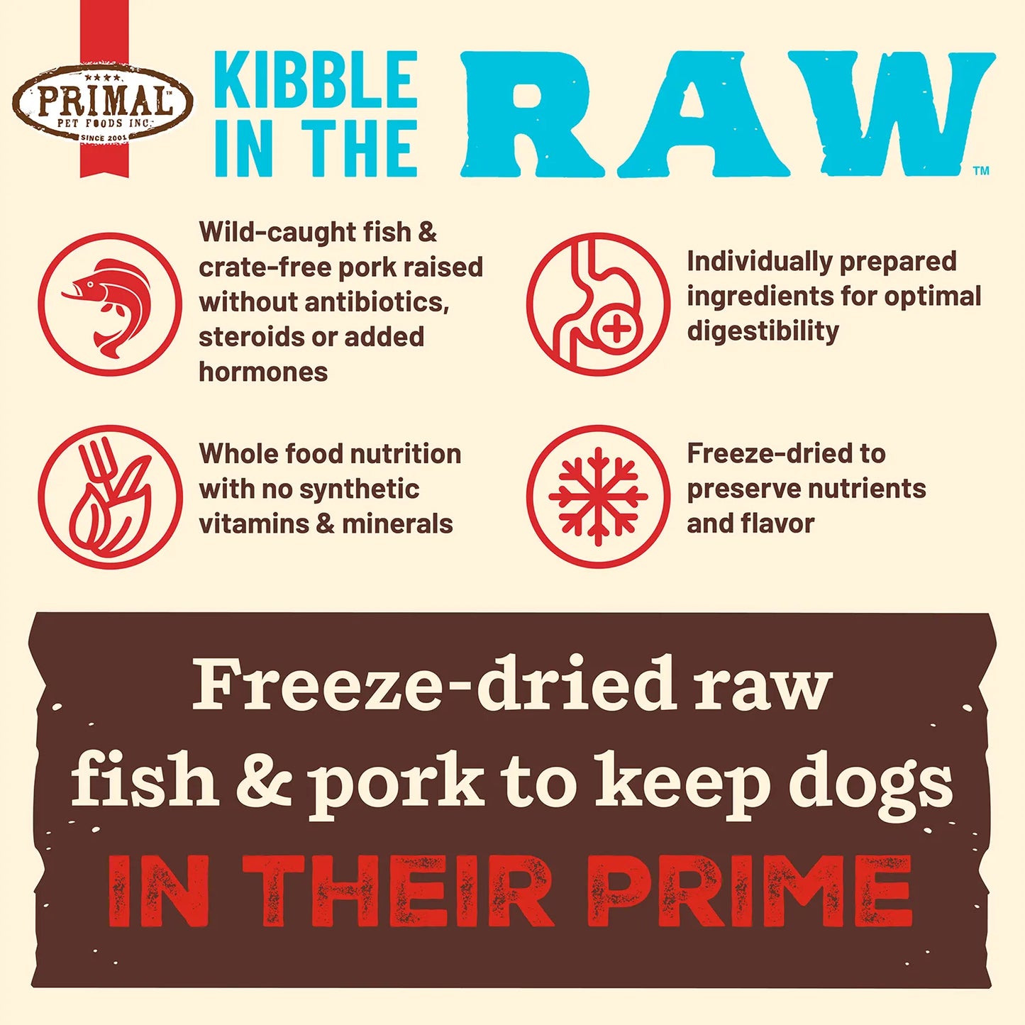 Primal Kibble In The Raw Freeze-Dried Fish & Pork Recipe for Dogs