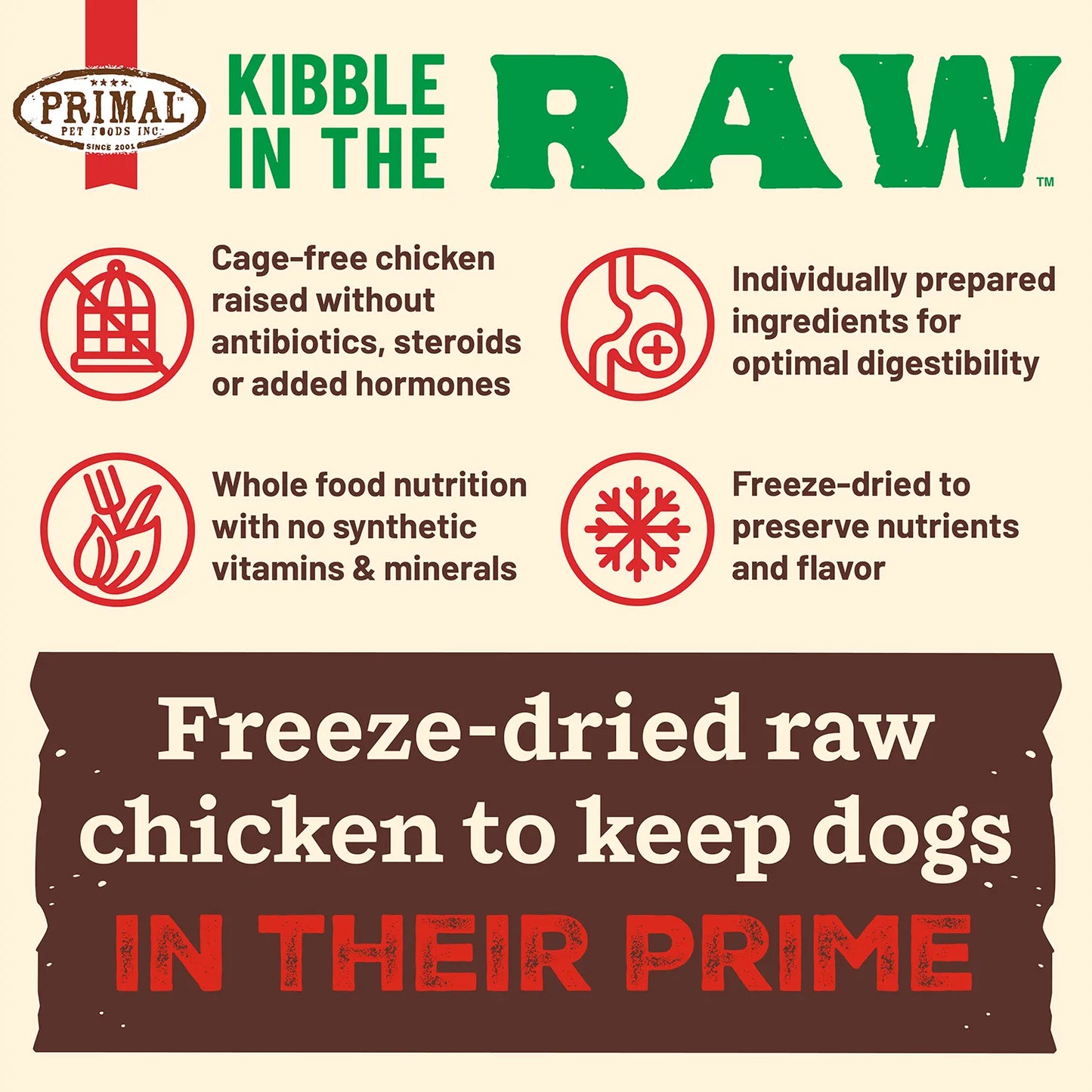 Primal Kibble In The Raw Freeze-Dried Small Breed Chicken Recipe for Dogs
