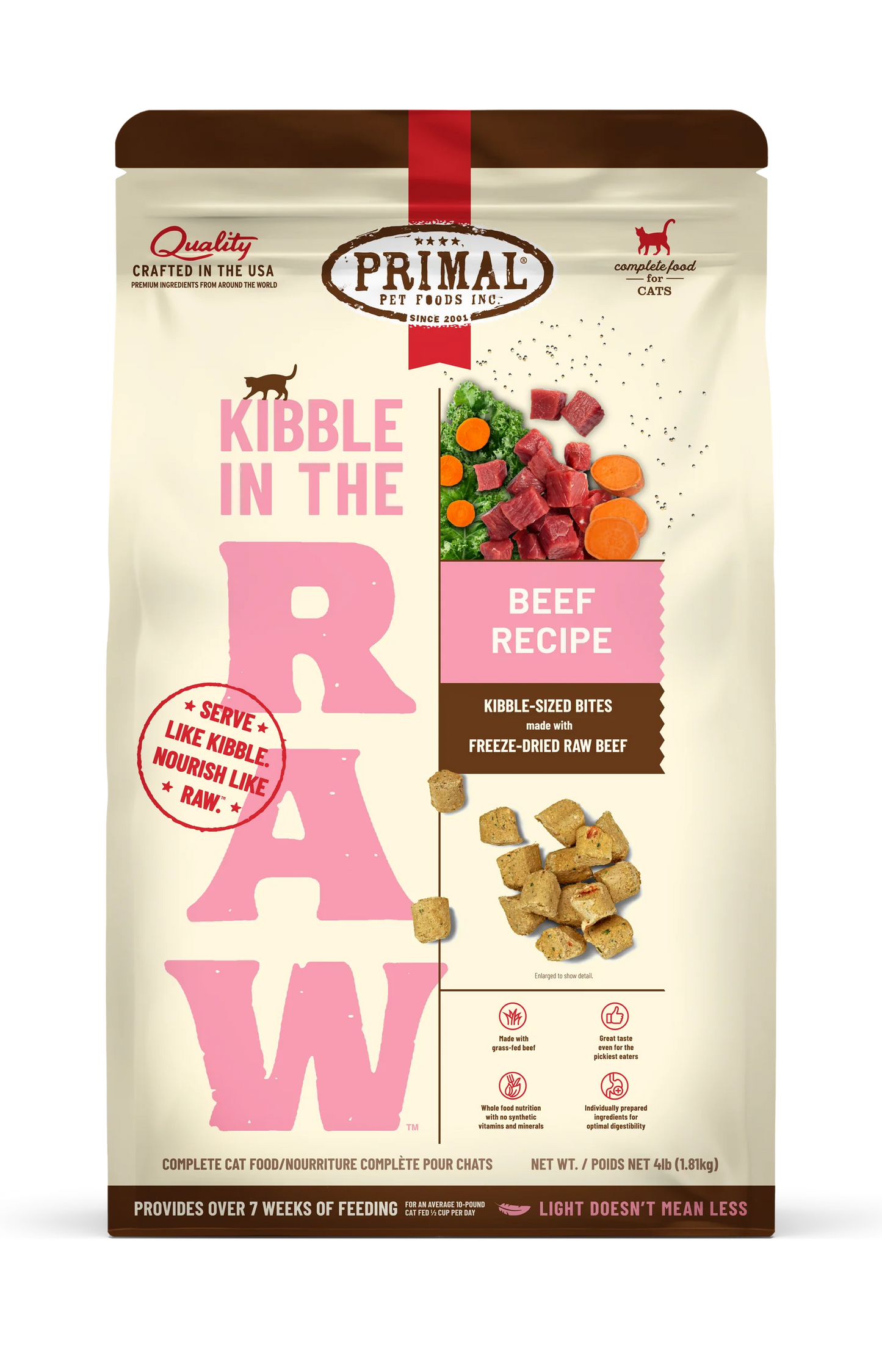 Primal Kibble In The Raw Freeze-Dried Beef Recipe for Cats