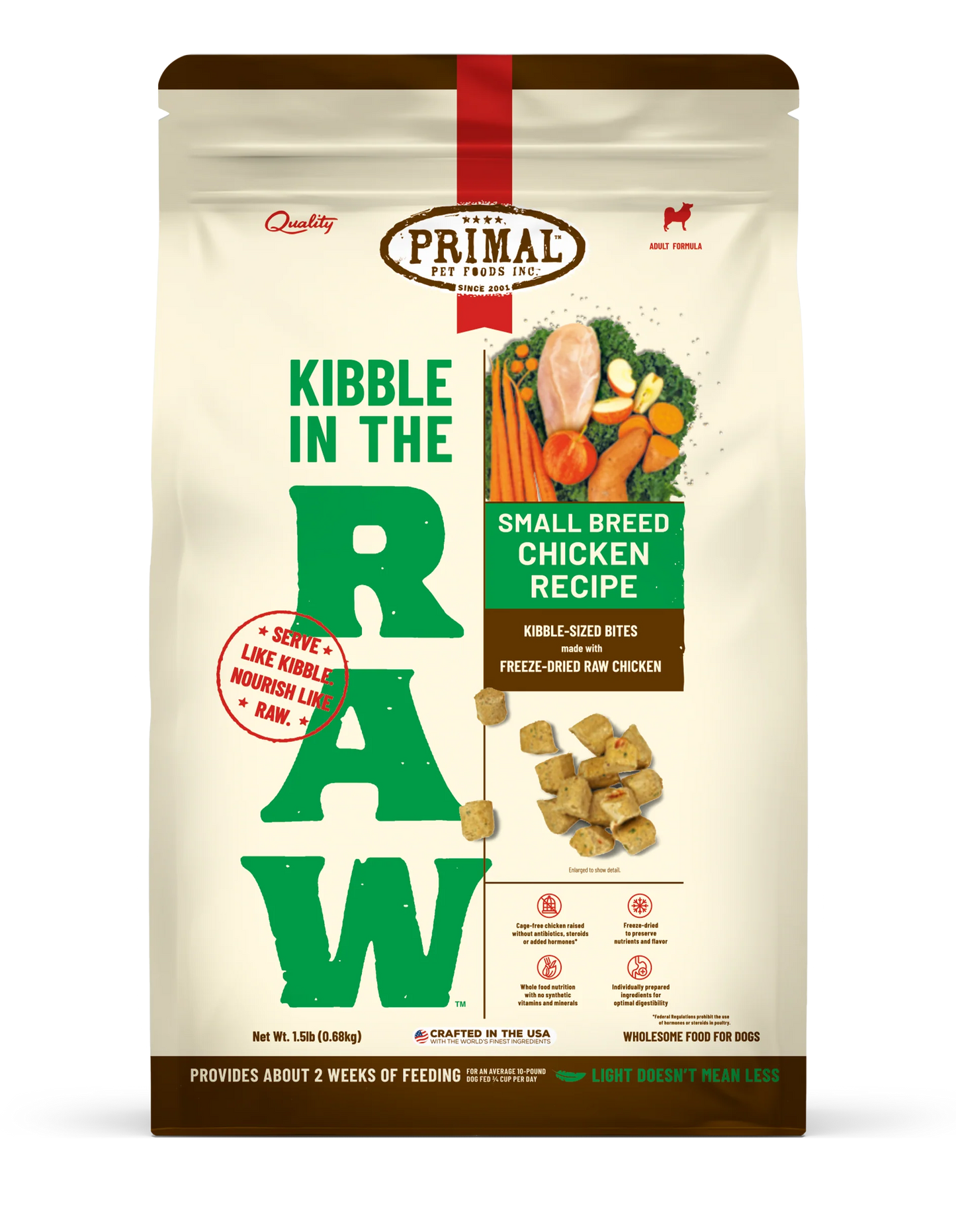 Primal Kibble In The Raw Freeze-Dried Small Breed Chicken Recipe for Dogs
