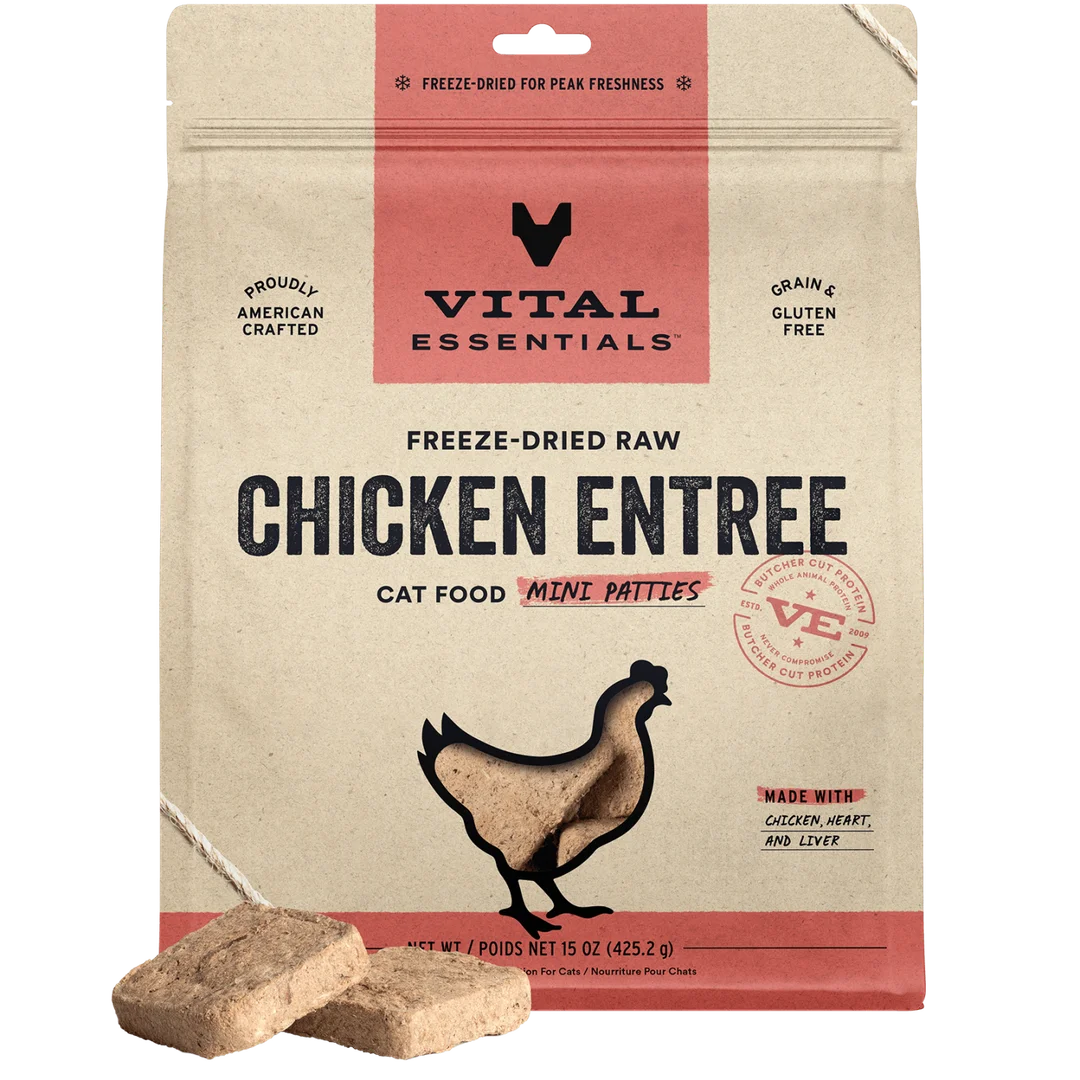 Vital Essentials Freeze-Dried Raw Chicken Entree Mini Patties for Cats