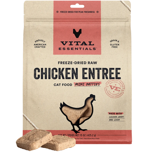 Vital Essentials Freeze-Dried Raw Chicken Entree Mini Patties for Cats