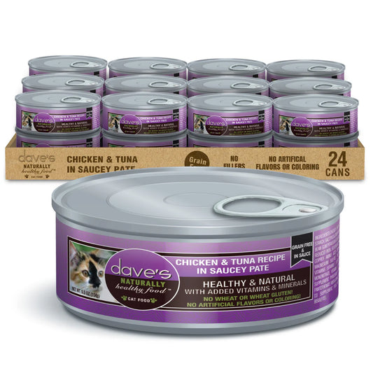 Dave's Pet Food Naturally Healthy Grain Free Chicken & Tuna in Saucey Pate