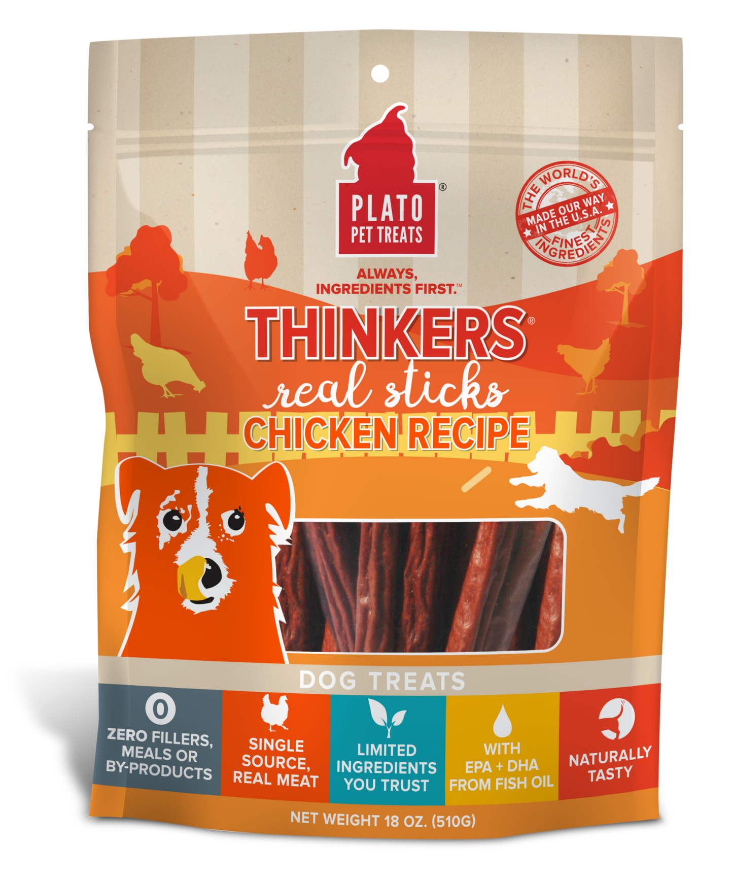 Plato Thinkers Chicken Sticks Dog Treats