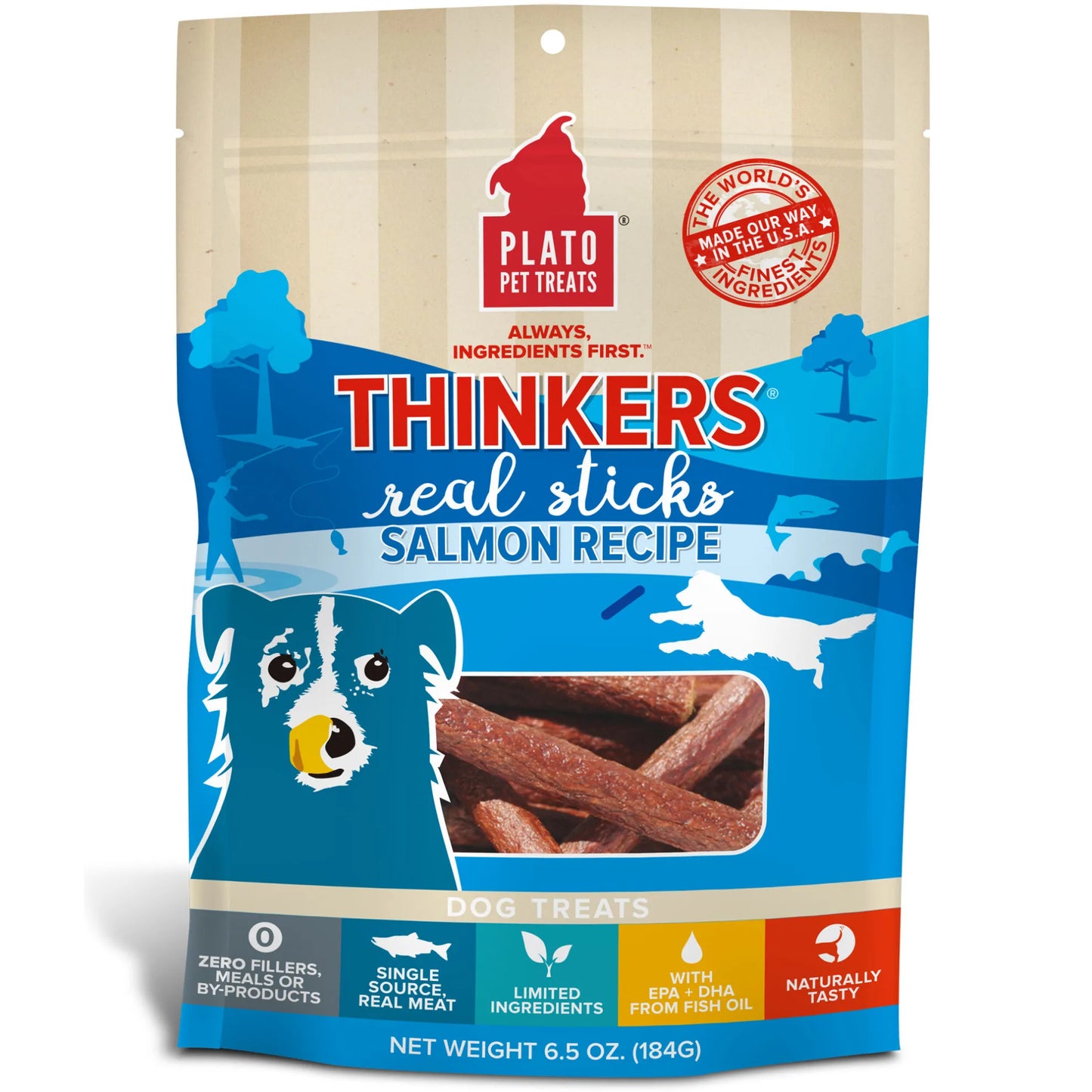 Plato Thinkers Salmon Sticks Dog Treats