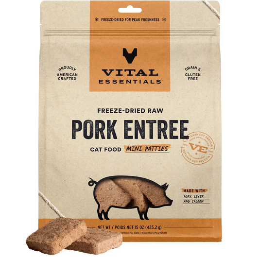 Vital Essentials Freeze-Dried Raw Pork Entree Mini Patties for Cats