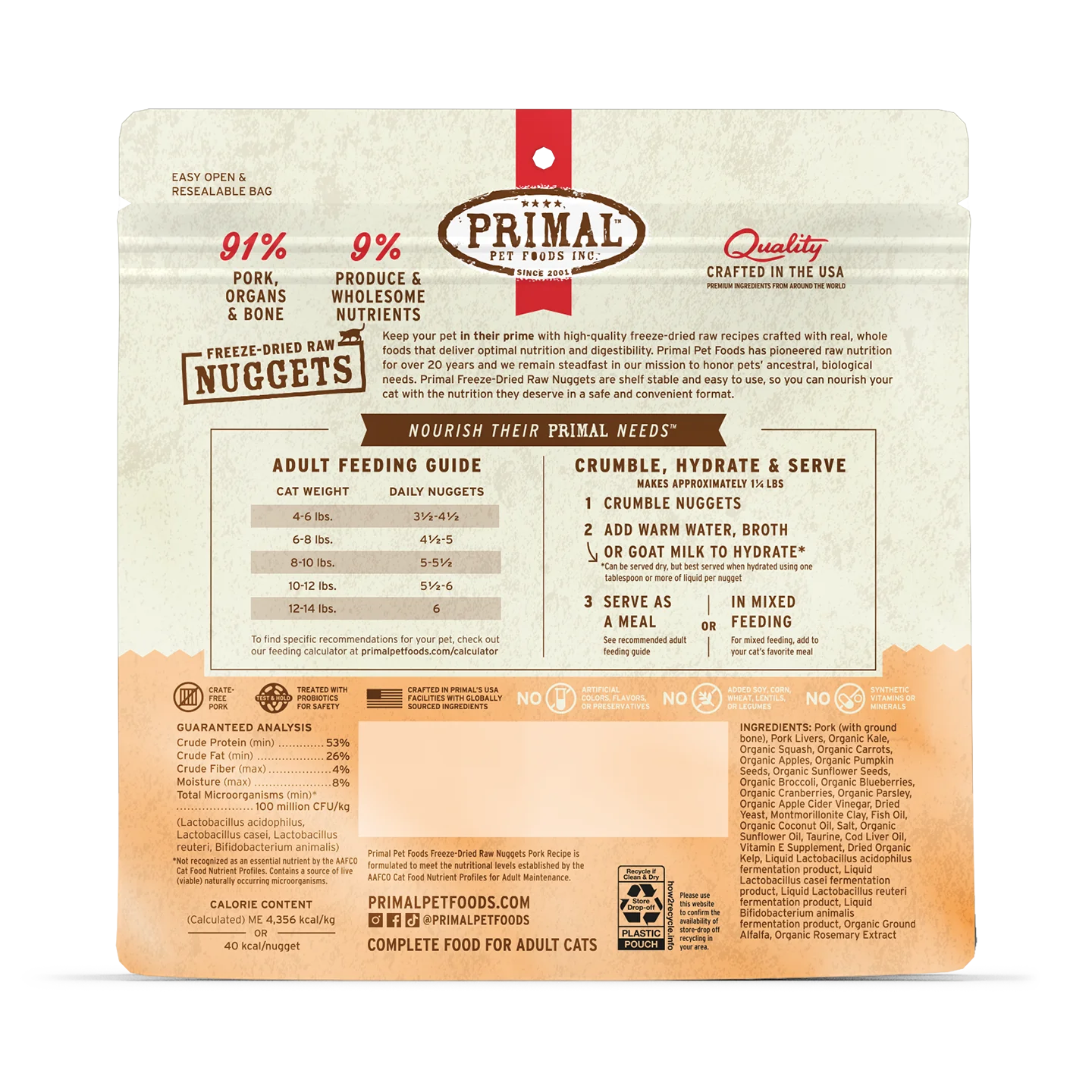 Primal Freeze-Dried Raw Pork Nuggets for Cats