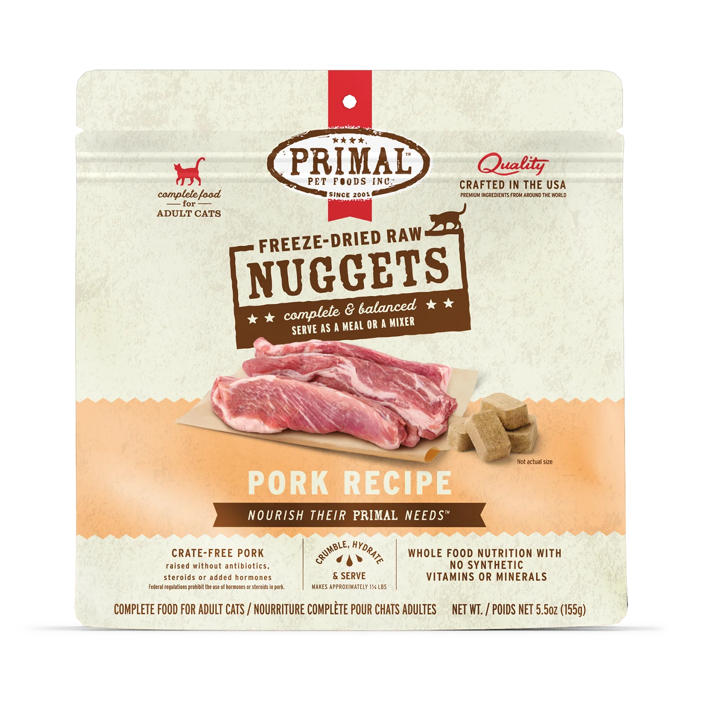 Primal Freeze-Dried Raw Pork Nuggets for Cats