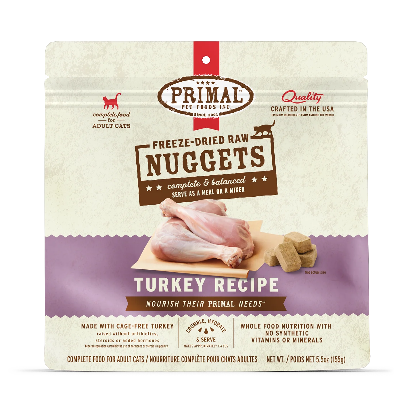 Primal Freeze Dried Raw Turkey Nuggets for Cats