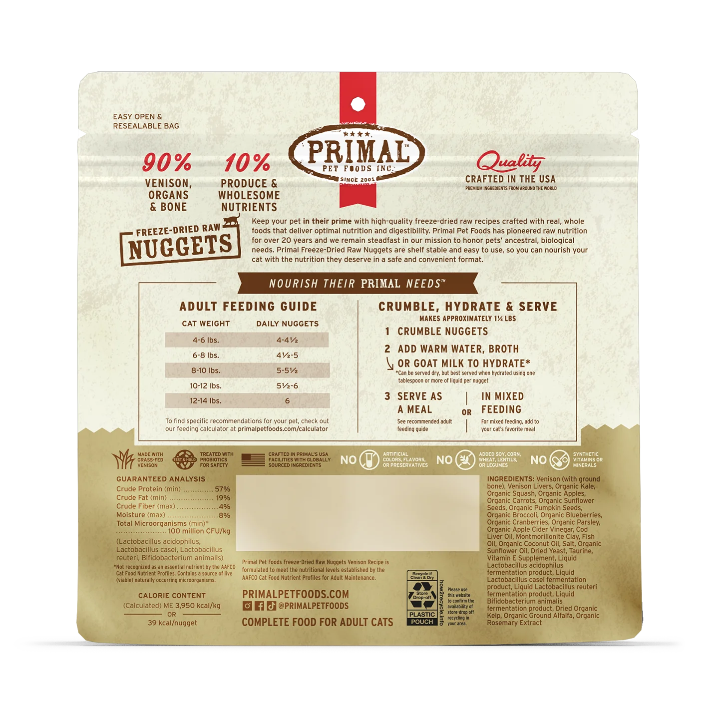 Primal Freeze-Dried Raw Venison Nuggets for Cats