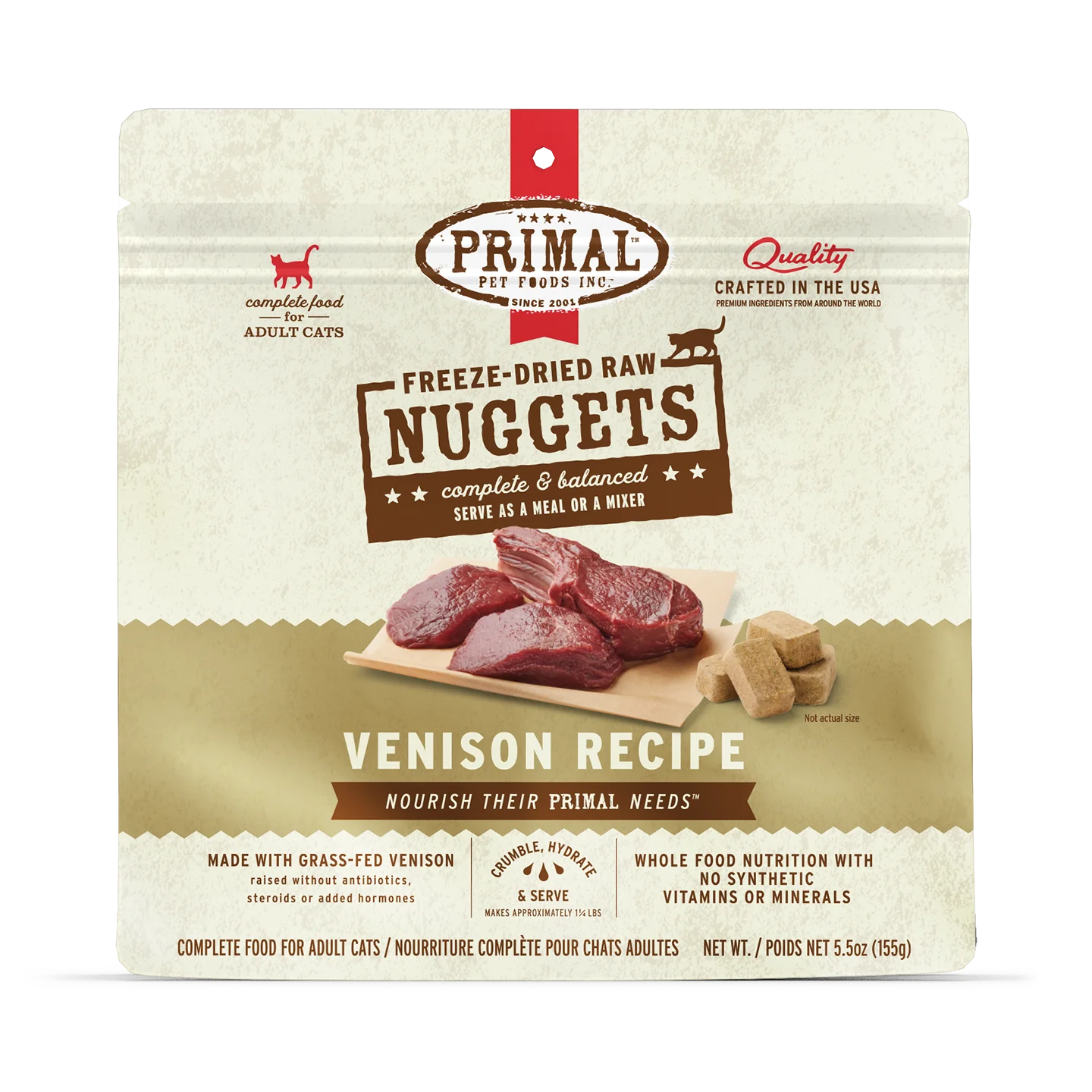 Primal Freeze-Dried Raw Venison Nuggets for Cats