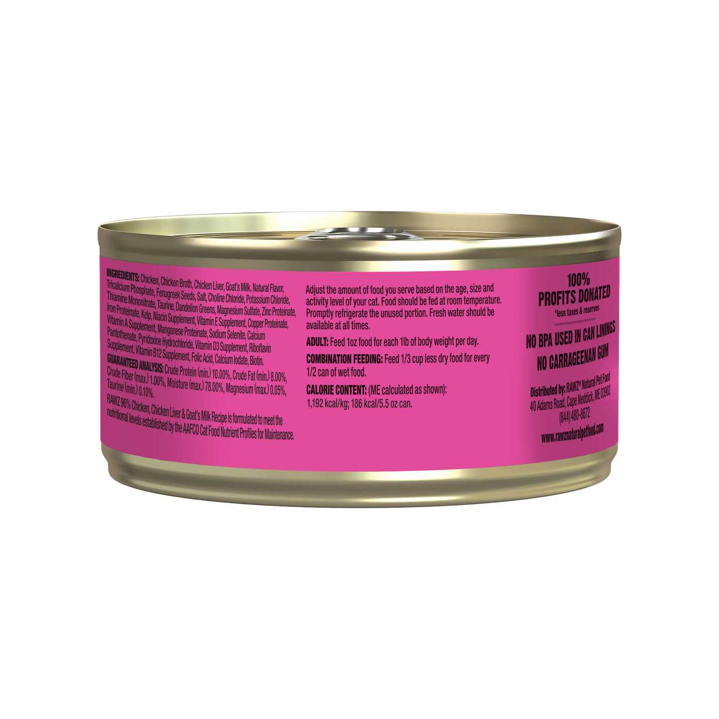 RAWZ 96% Chicken, Chicken Liver & Goat's Milk Pâté Canned Cat Food