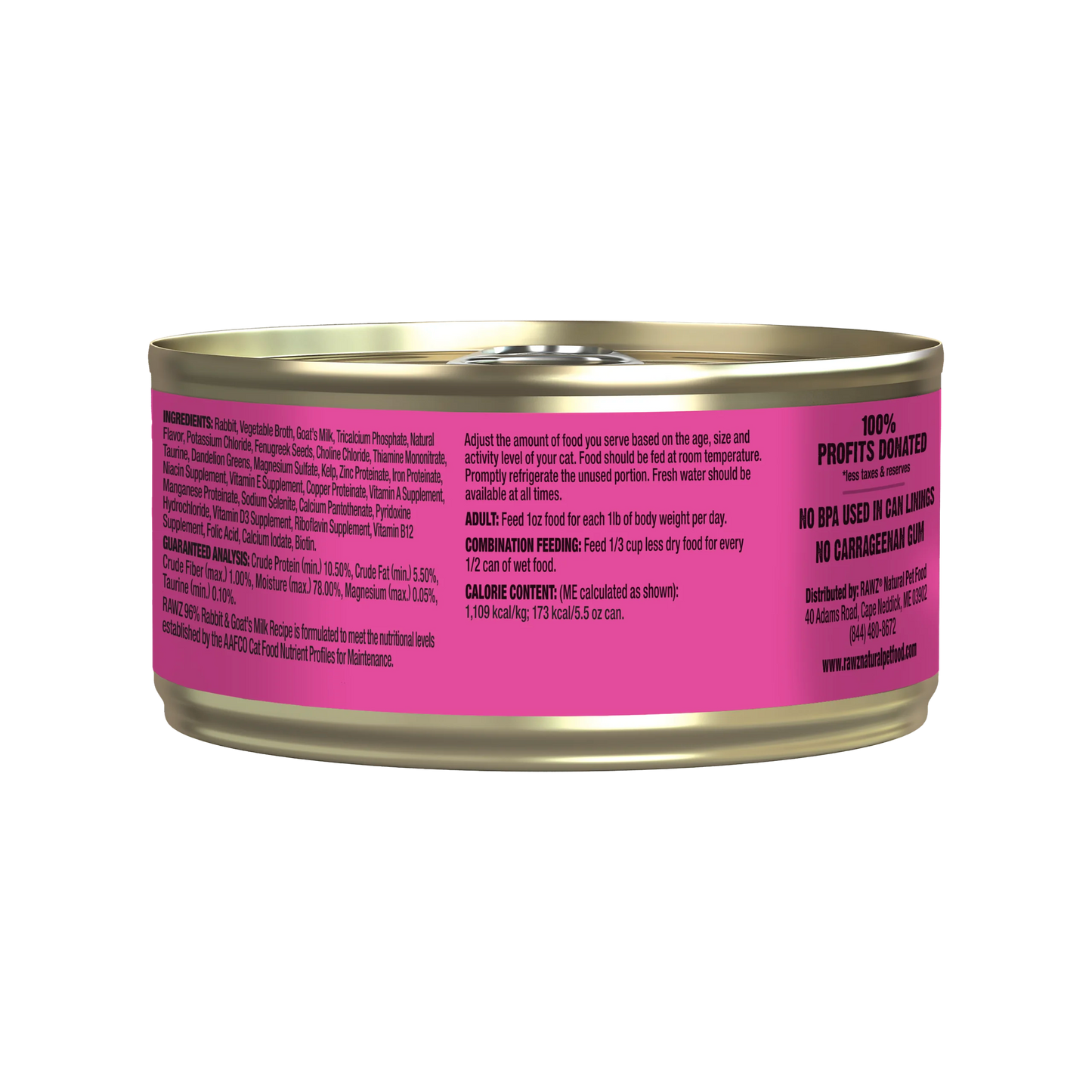 RAWZ 96% Rabbit & Goat's Milk Pâté Canned Cat Food